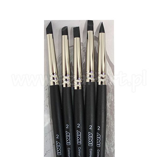 Set of 5 rubber brushes Colour Shaper Hard Set Size 2 AMI