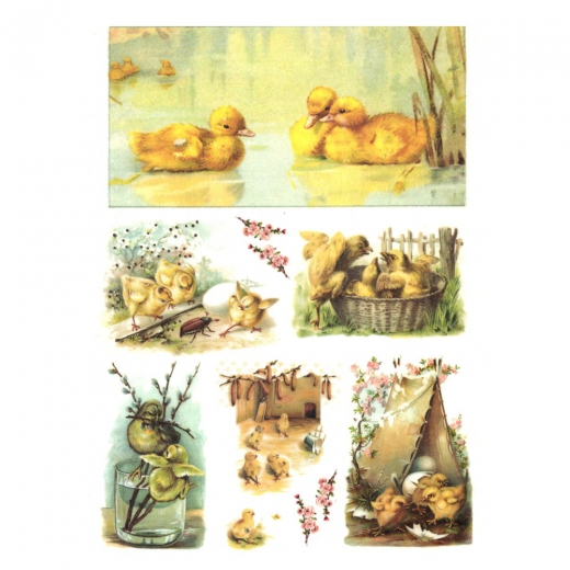 Rice decoupage paper A4 ITD R302 easter chicks