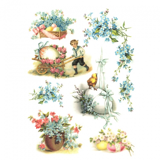 Rice decoupage paper A4 ITD R487 easter flowers