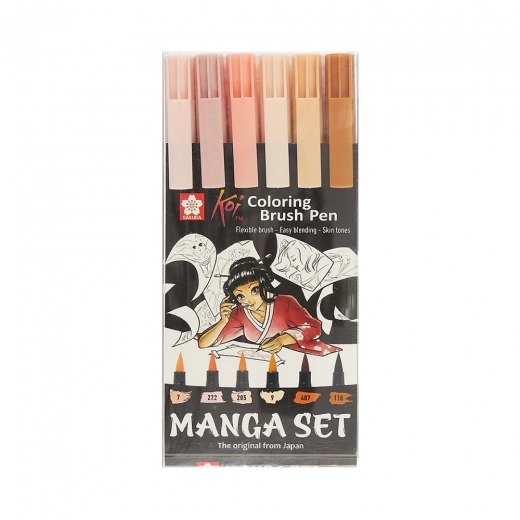 Sakura koi coloring brush pen manga zestaw 6 pisaków