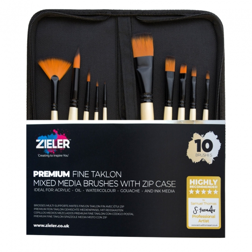 Zieler Premium set of 10 synthetic brushes in a case