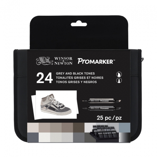 Winsor&Newton promarker grey and black zestaw 24 kolorów