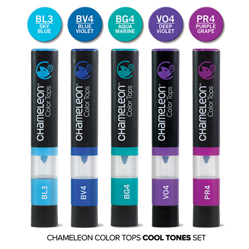 Chameleon color tops cool tones set of 5 pieces