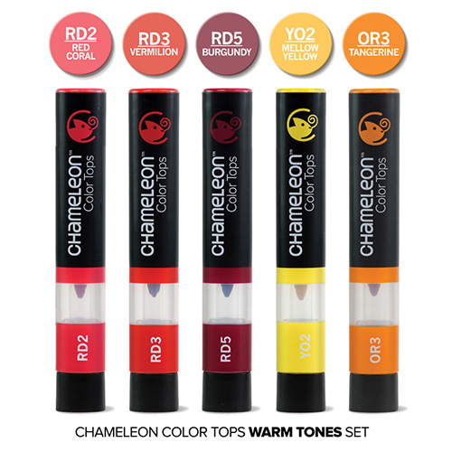 Chameleon color tops warm tones set of 5 pieces