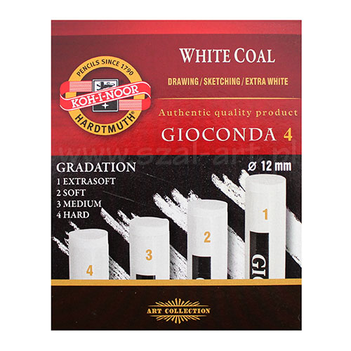 Koh-i-noor gioconda zestaw 4 węgli prasowanych białych