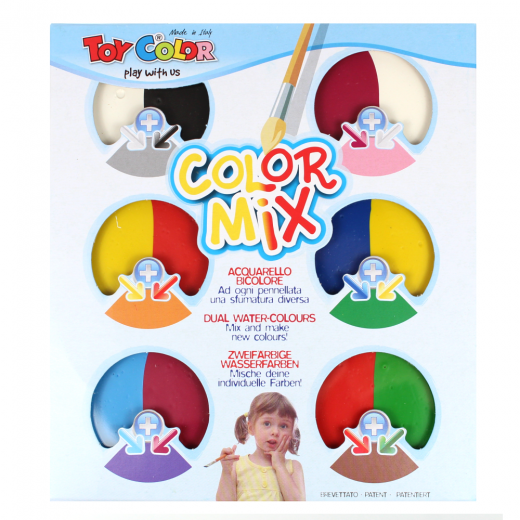 Toy color mix double watercolors educational set