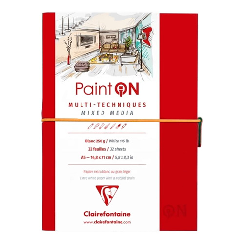 Blok Clairefontaine paint on mixed media 250g 32ark red