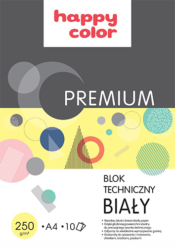 Blok Happy Color Premium techniczny biały 250g 10ark