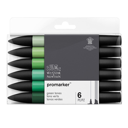 Winsor&Newton promarker green tones set of 6 colors
