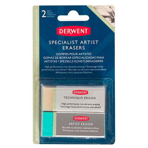 Derwent specialist artists erasers on a blister pack of 2