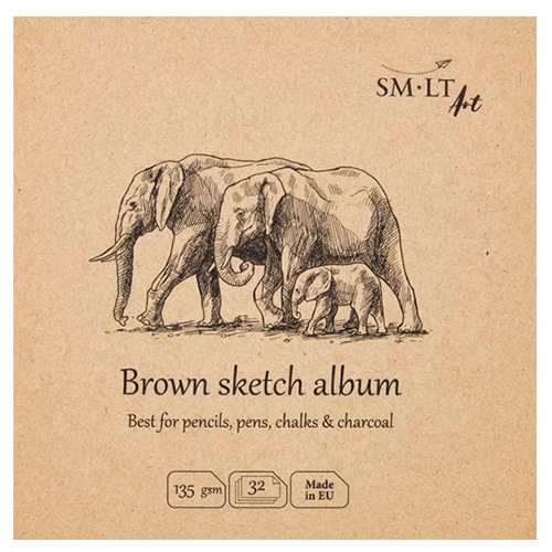 Block SM-LT art elephants brown sketch 135g 32 sheets