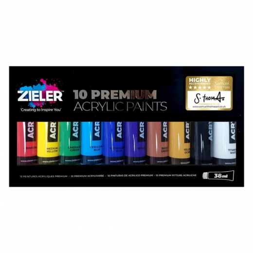 Zieler premium acrylic zestaw farb akrylowych 10x38ml