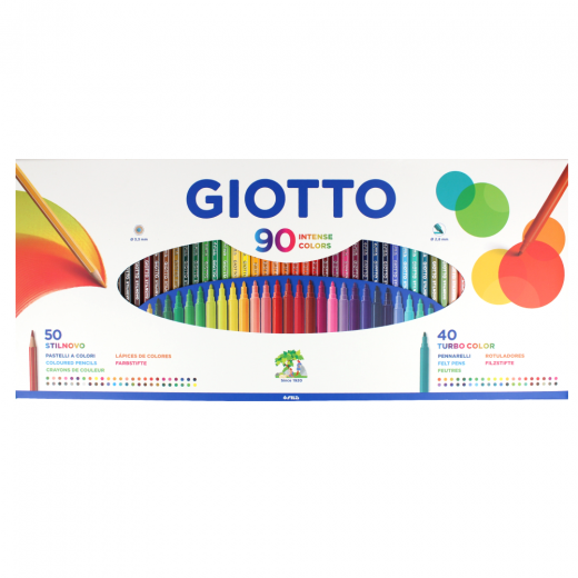 Giotto 90 intense colors set of 50 crayons and 40 felt-tip pens