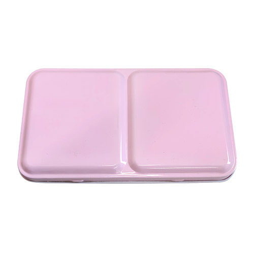 Metal pocket box for watercolors of 12 pink half-cubes