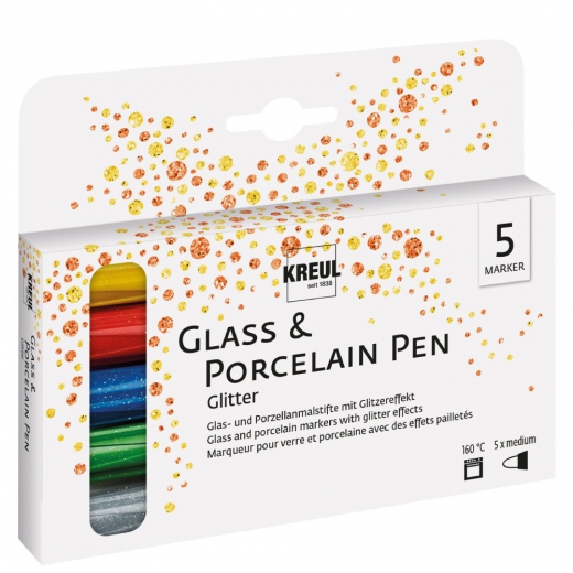 Kreul glass & porcelain glitter medium set of 4 markers