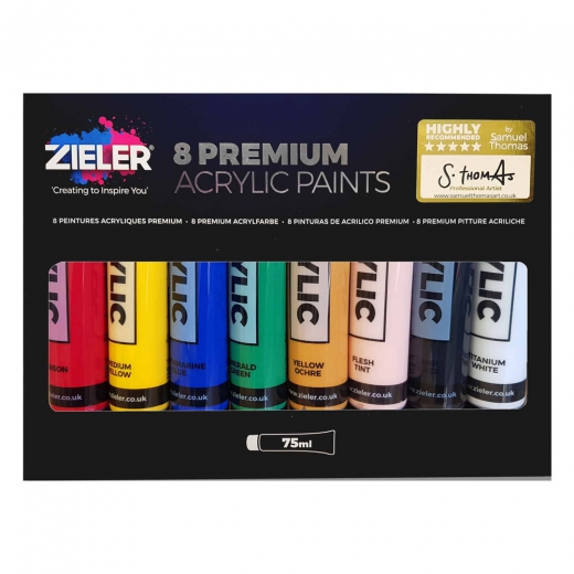 Zieler premium acrylic zestaw farb akrylowych 8x75ml