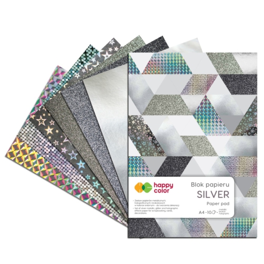 Blok Happy Color silver 6 różnych wzorów A4 150-230g 10ark