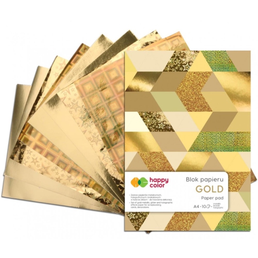 Blok Happy Color gold 6 różnych wzorów A4 150-230g 10ark