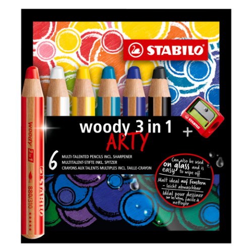 Stabilo woody 3in1 arty pencils 6 colors