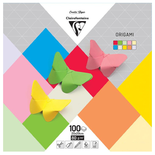 Clairefontaine papier origami basic 20x20 80g 100ark 10 kolorów