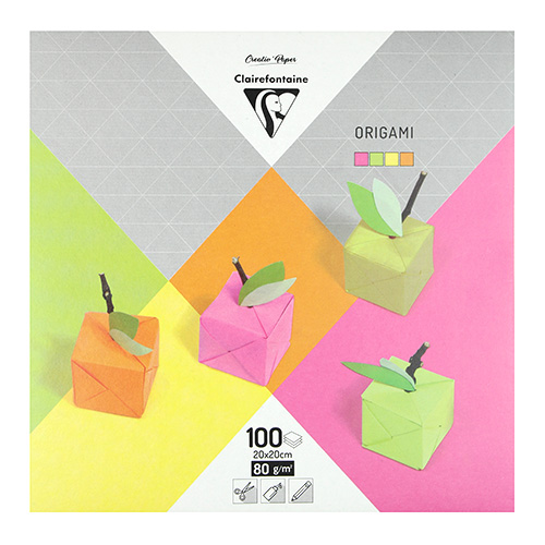 Clairefontaine origami neon paper 20x20 80g 100 sheets 4 colors