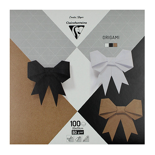 Clairefontaine origami neutal paper 20x20 80g 100 sheets 3 color