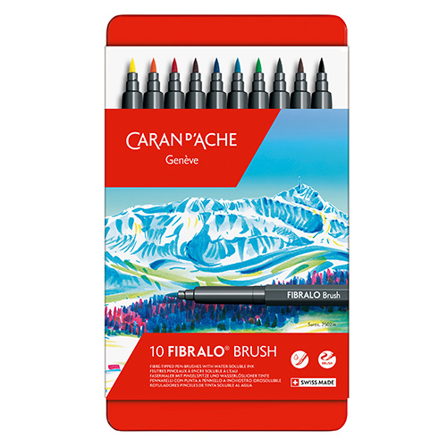 Caran dAche fibralo brush set of 10 felt-tip pens metal pack