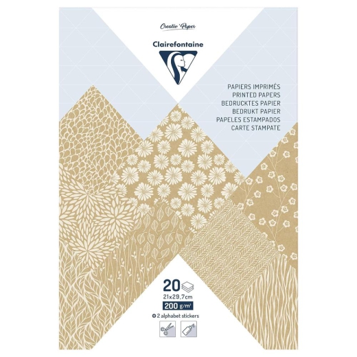 Clairefontaine kraft floral decorative paper A4 20 sheets