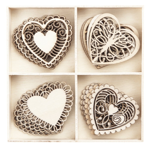 DP Craft wood shapes of hearts 20 pieces