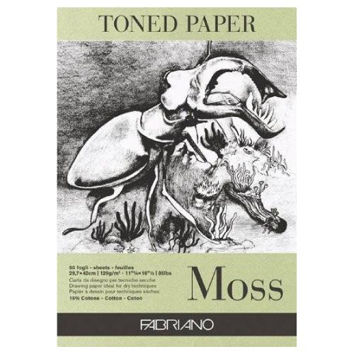 Fabriano block toned paper moss 120g 50 sheets
