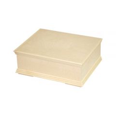 A simple, medium wooden casket