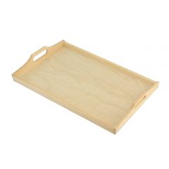 A large rectangular wooden tray