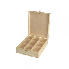 Wooden tea box with 9 chambers