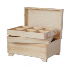 Drewniany kufer 30x20 cm 2 wkładki