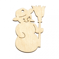 Pendant snowman with a broom 7.5 x 5.5 cm