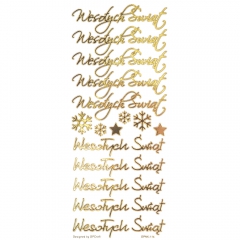 DP Craft złote naklejki ażurowe - wesołych świąt 16 sztuk