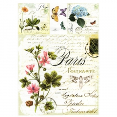 Decoupage paper soft A4 ITD S004 herbs flowers butterflies