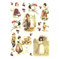 Rice decoupage paper children easter A4 ITD R481