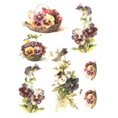 Rice decoupage paper pansies flowers A4 ITD R562