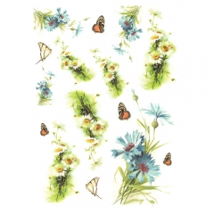 Rice decoupage paper flowers butterfly A4 ITD R563