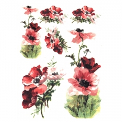 Rice paper for decoupage red poppies A4 ITD R564