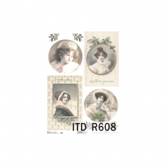 Papier ryżowy do decoupage vintage portrety kobiety A4 ITD R608