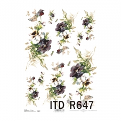 Papier ryżowy do decoupage kwiaty bratki A4 ITD R647