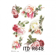 Papier ryżowy do decoupage róża A4 ITD R648