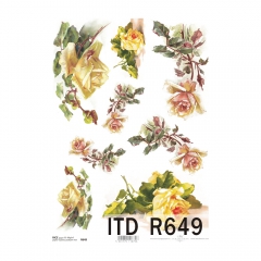 Rice decoupage paper flowers rose A4 ITD R649