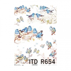Papier ryżowy do decoupage A4 ITD R654 ptaki