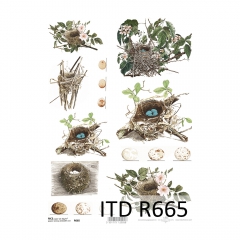 Rice decoupage paper A4 ITD R665 birds nests