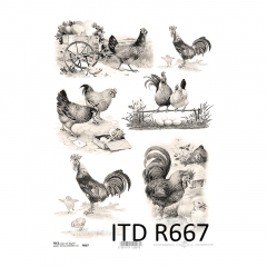 Rice decoupage paper A4 ITD R667 easter hen rooster