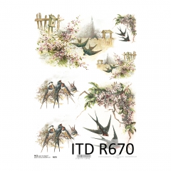 Rice decoupage paper A4 ITD R670 swallows