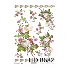 Papier ryżowy do decoupage kwiaty A4 ITD R682